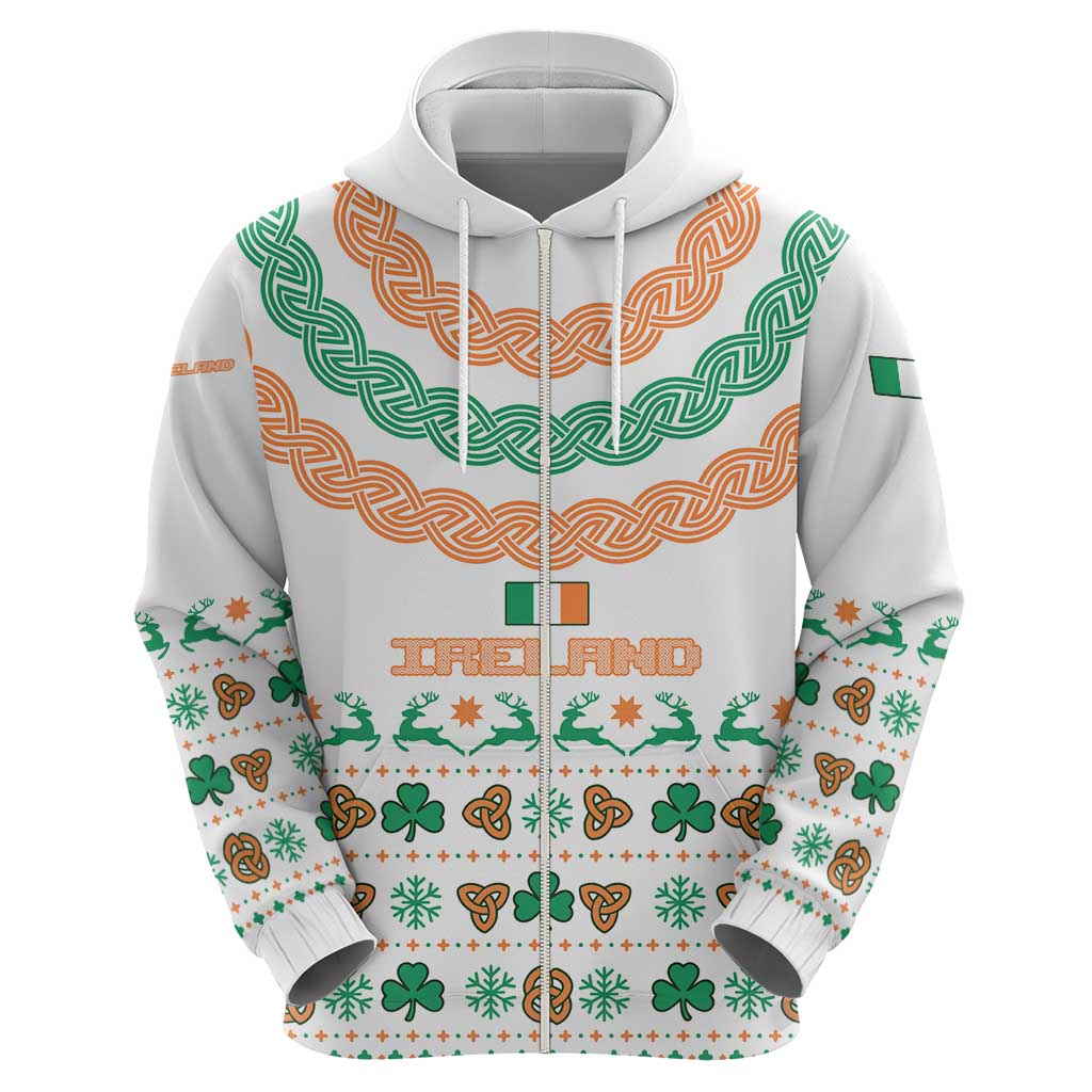 Ireland Christmas Hoodie with Celtic Knot Shamrock and Tricolor Holiday Pattern TS04