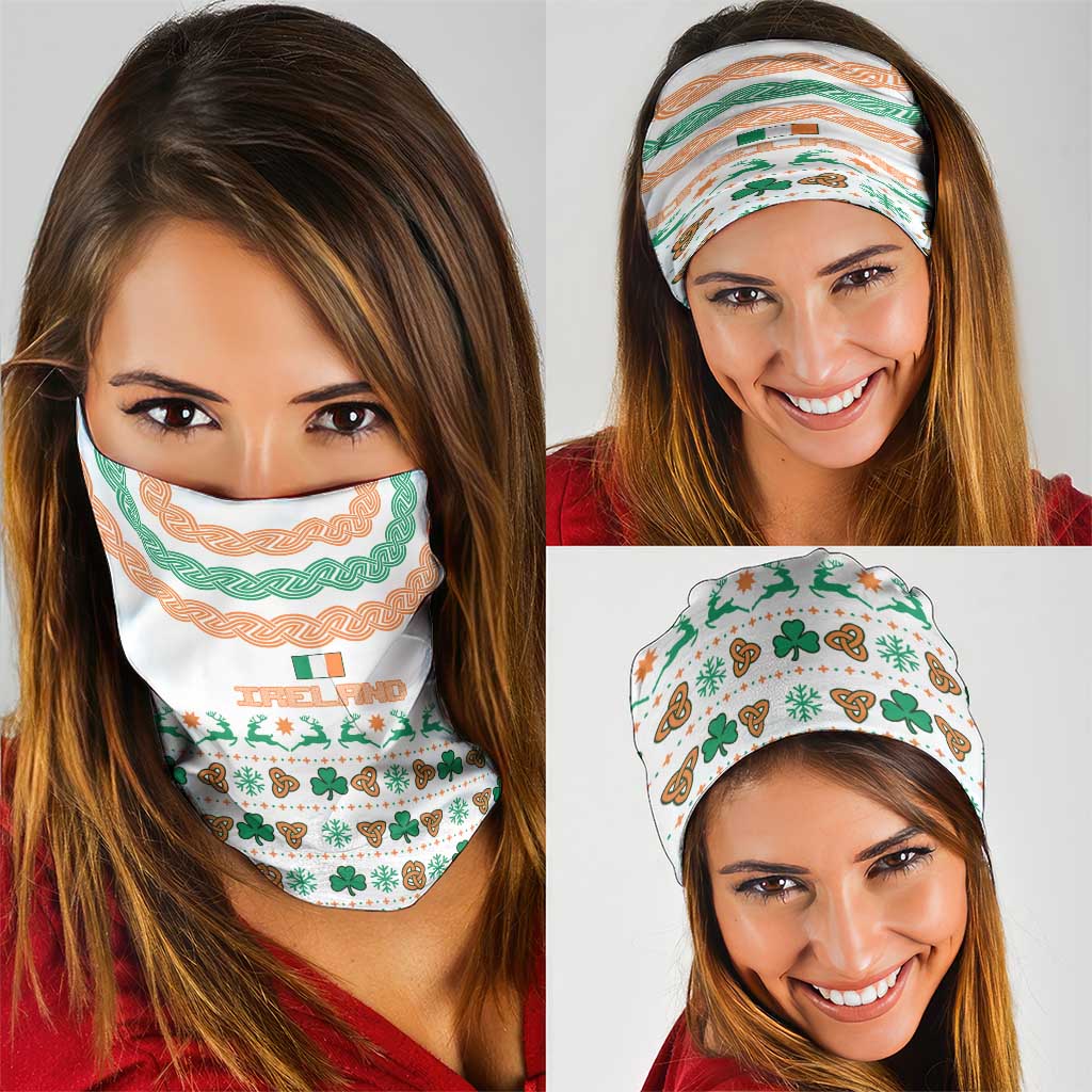 Ireland Christmas Neck Gaiter with Celtic Knot Shamrock and Tricolor Holiday Pattern TS04