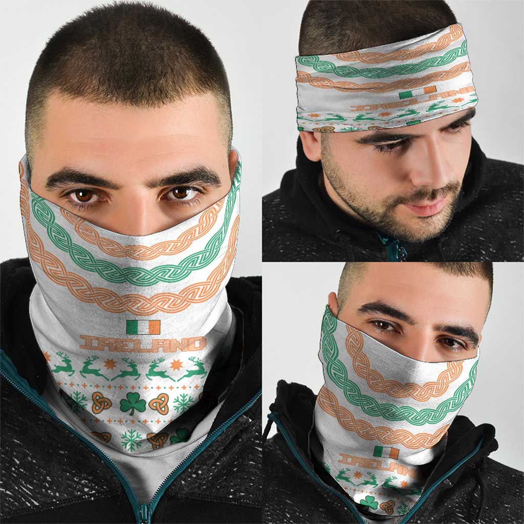 Ireland Christmas Neck Gaiter with Celtic Knot Shamrock and Tricolor Holiday Pattern TS04