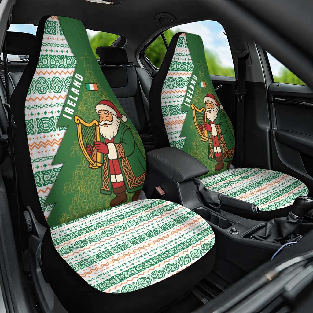 Ireland Christmas Car Seat Cover with Celtic Harp Santa and Green Holiday Pattern TS04