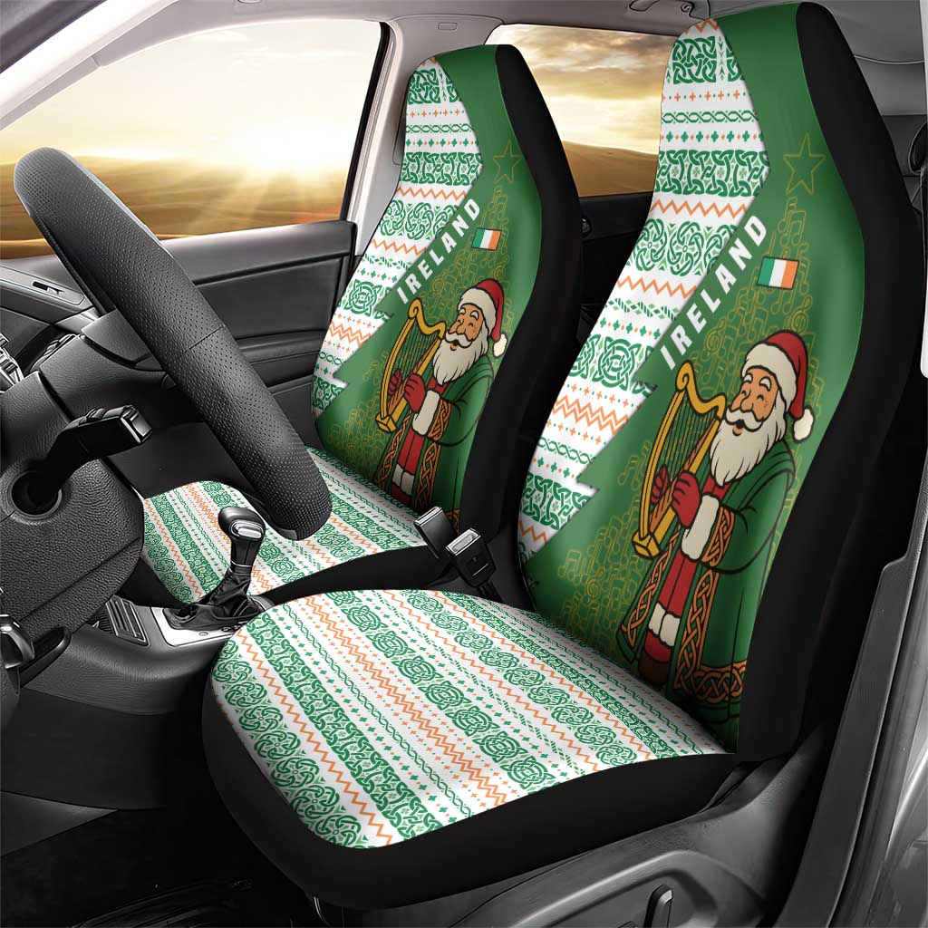 Ireland Christmas Car Seat Cover with Celtic Harp Santa and Green Holiday Pattern TS04