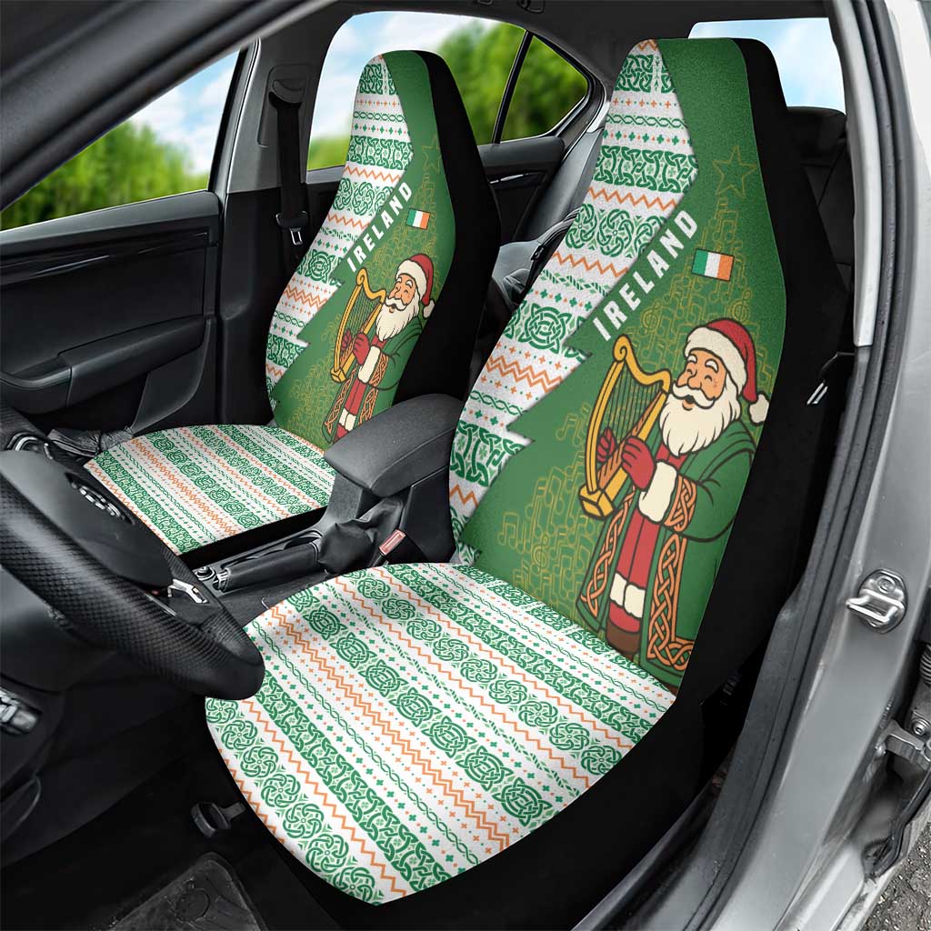 Ireland Christmas Car Seat Cover with Celtic Harp Santa and Green Holiday Pattern TS04