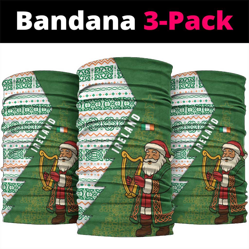 Ireland Christmas Neck Gaiter with Celtic Harp Santa and Green Holiday Pattern TS04