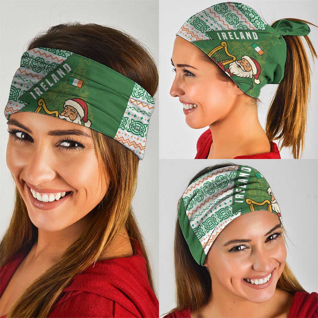 Ireland Christmas Neck Gaiter with Celtic Harp Santa and Green Holiday Pattern TS04
