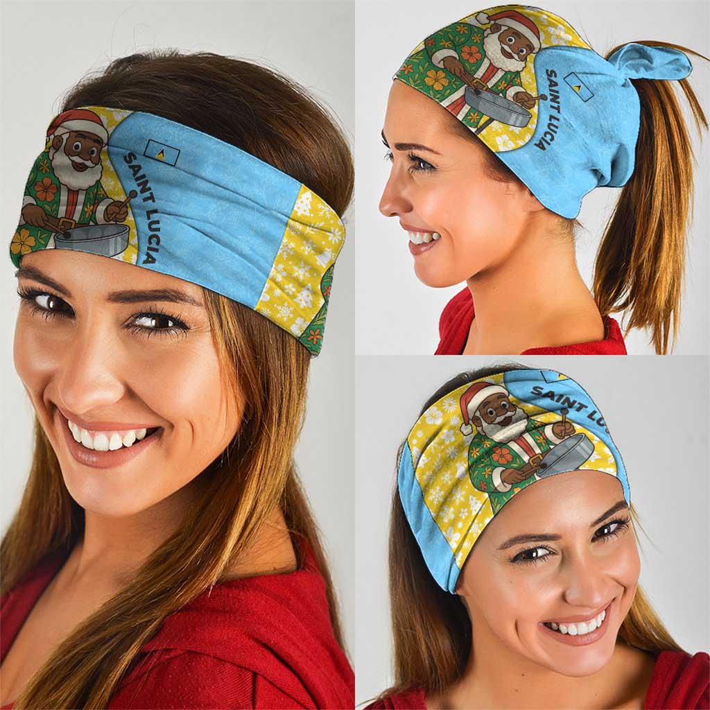 Saint Lucia Christmas Neck Gaiter with Steelpan Santa Floral Pattern and Flag TS04