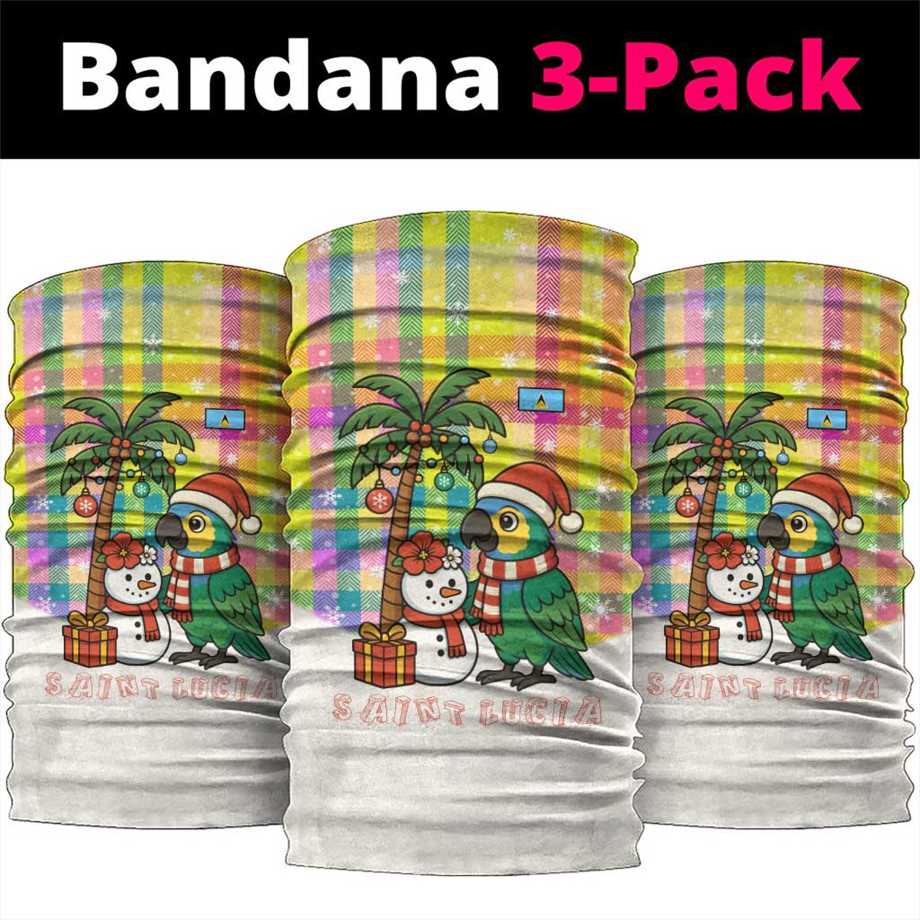 Saint Lucia Christmas Neck Gaiter with Parrot Palm Tree Snowman and Plaid Holiday TS04