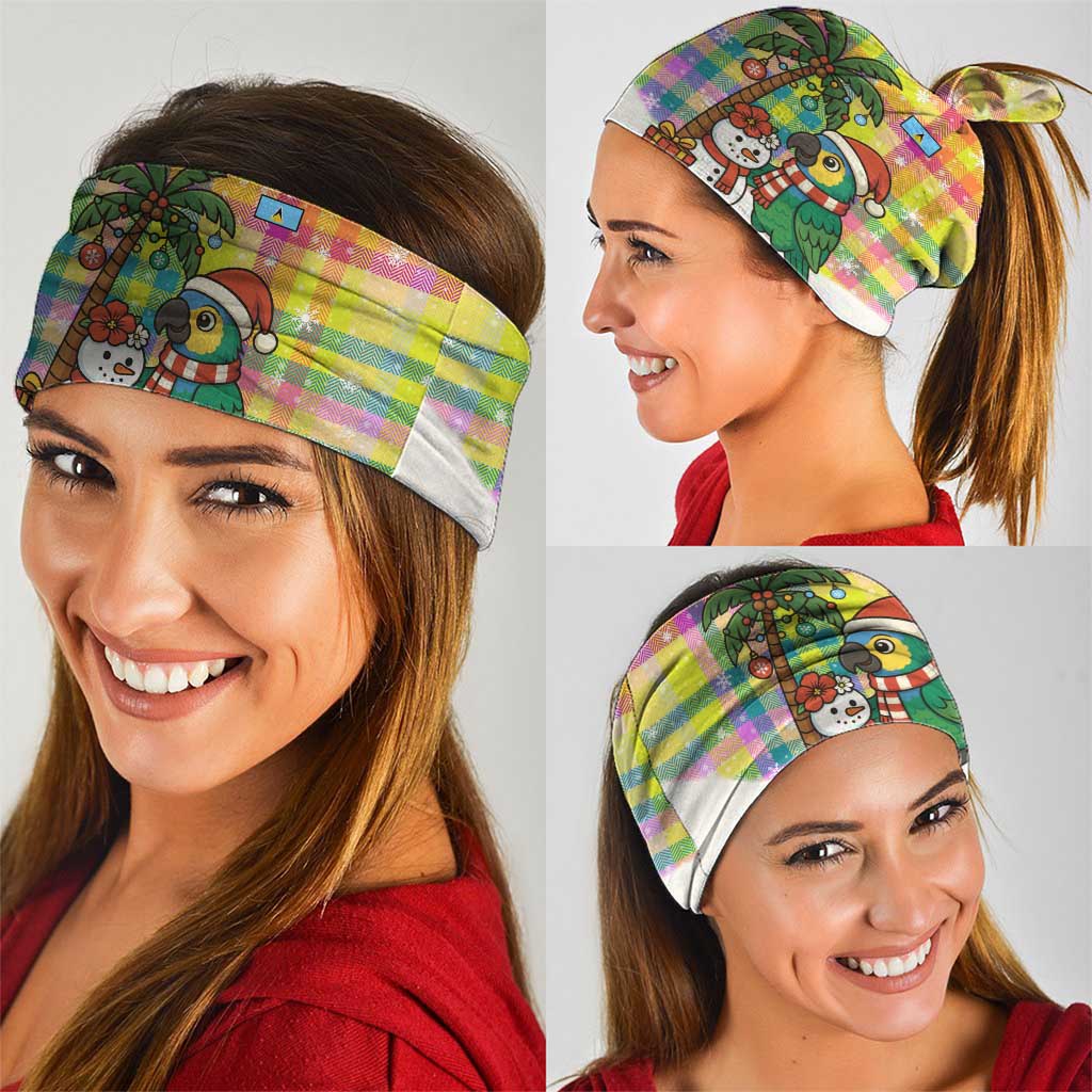 Saint Lucia Christmas Neck Gaiter with Parrot Palm Tree Snowman and Plaid Holiday TS04