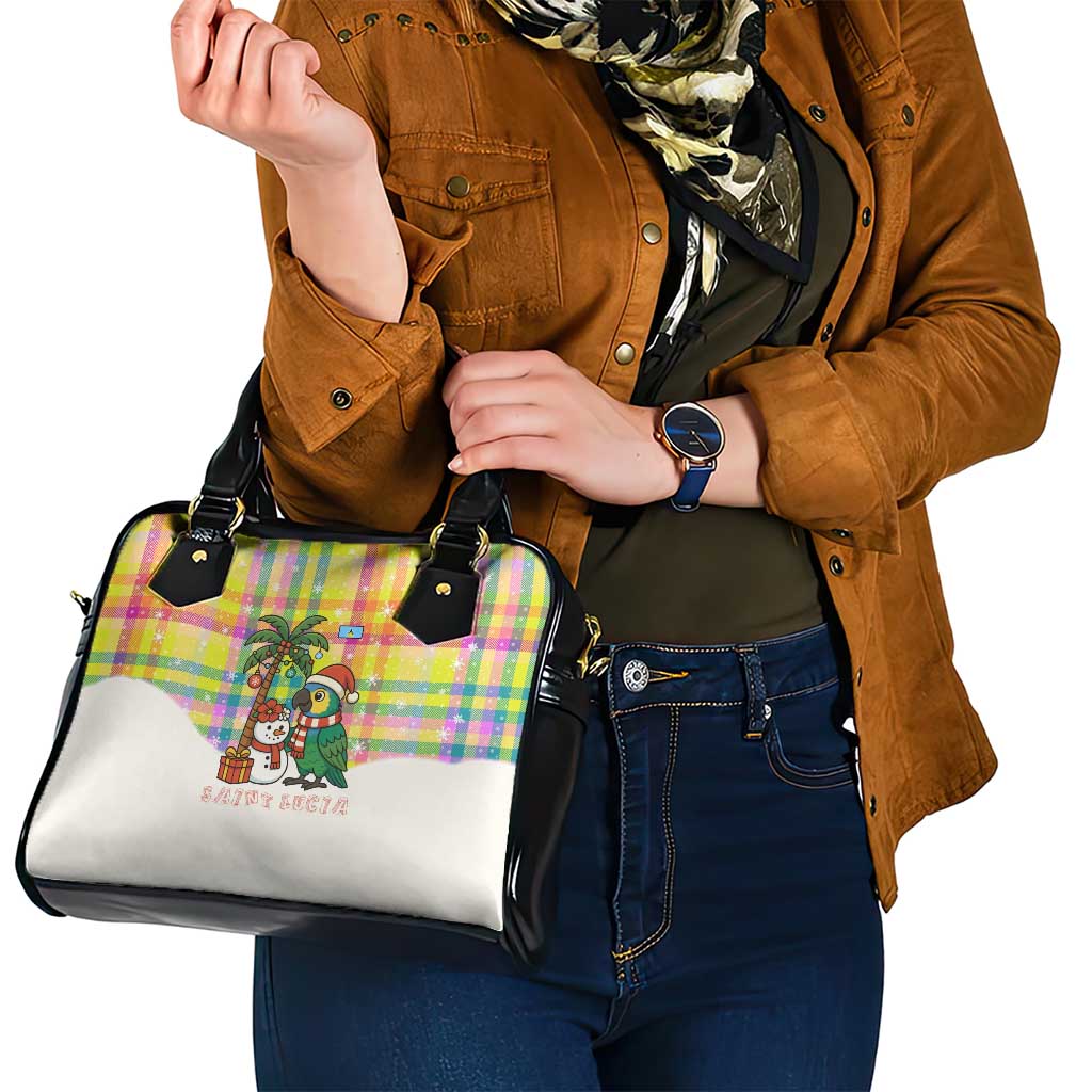 Saint Lucia Christmas Shoulder Handbag with Parrot Palm Tree Snowman and Plaid Holiday TS04
