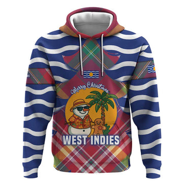 West Indies Christmas Hoodie with Tropical Snowman Palm Tree Gingerbread and Plaid Design TS04