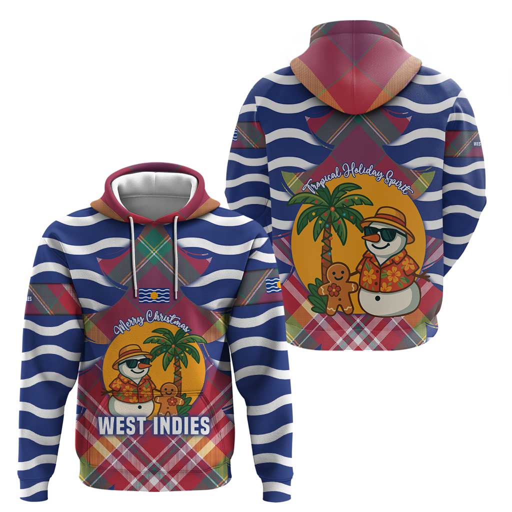 West Indies Christmas Hoodie with Tropical Snowman Palm Tree Gingerbread and Plaid Design TS04