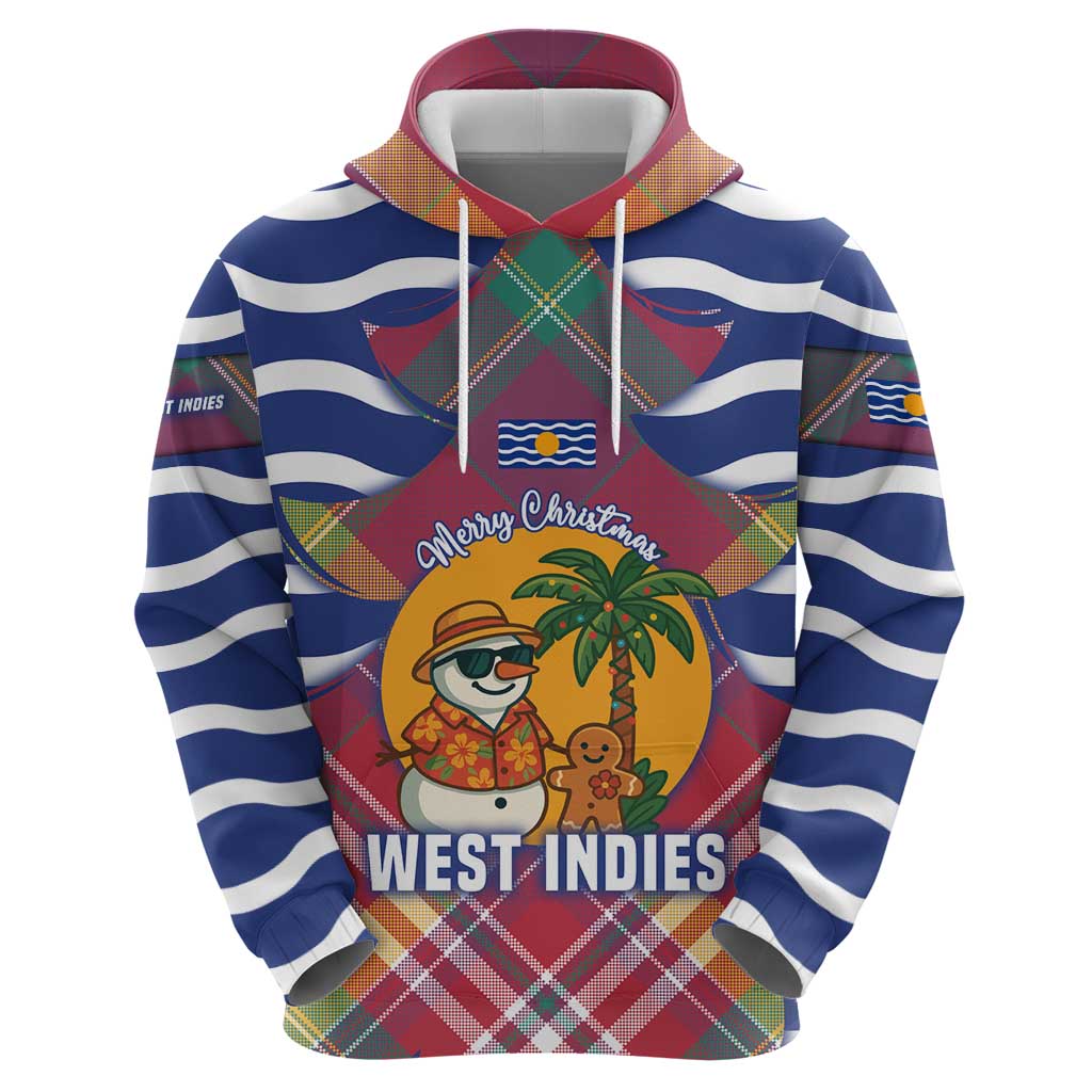 West Indies Christmas Hoodie with Tropical Snowman Palm Tree Gingerbread and Plaid Design TS04