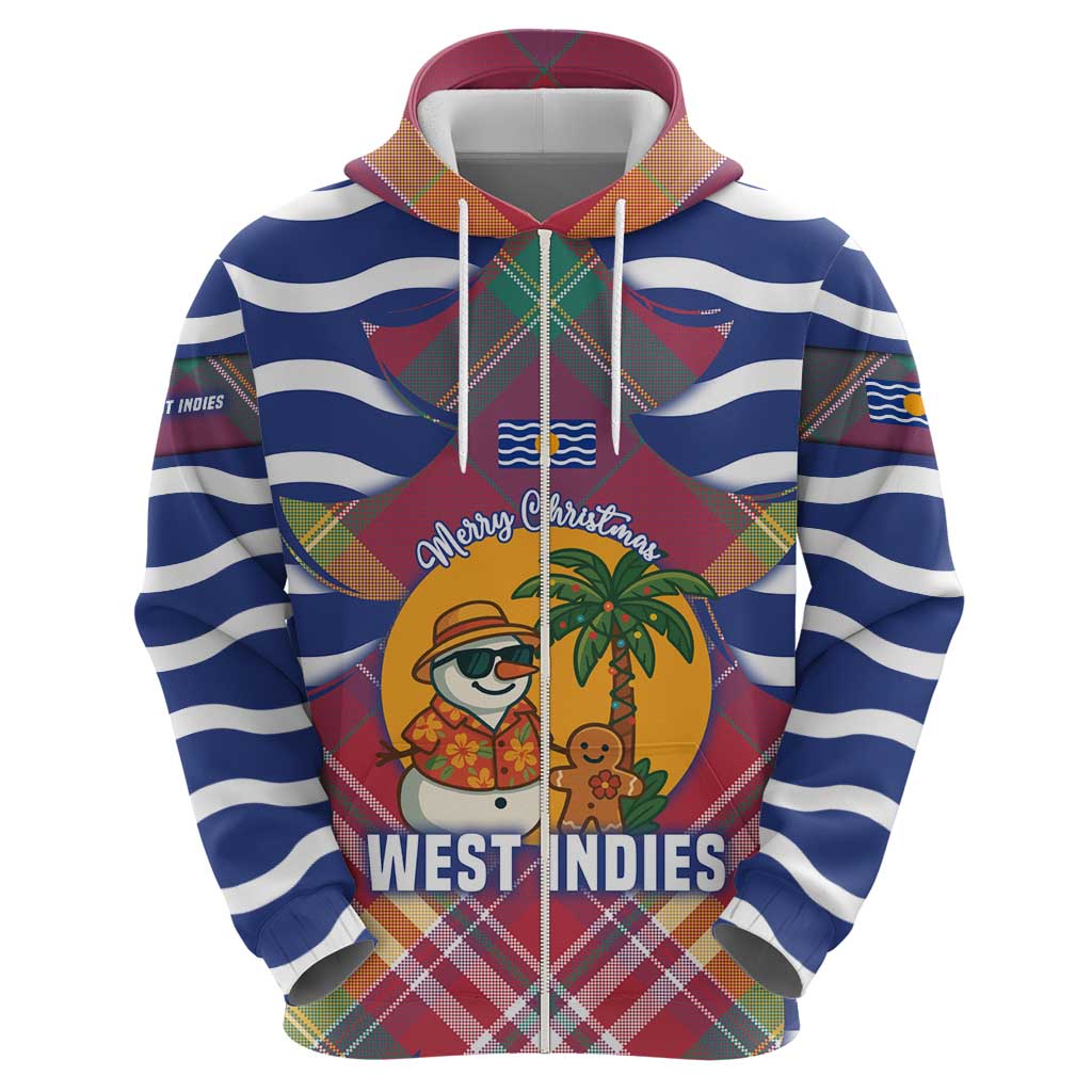 West Indies Christmas Hoodie with Tropical Snowman Palm Tree Gingerbread and Plaid Design TS04