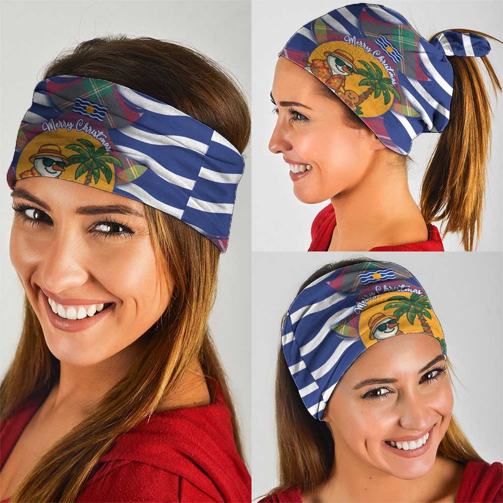 West Indies Christmas Neck Gaiter with Tropical Snowman Palm Tree Gingerbread and Plaid Design TS04