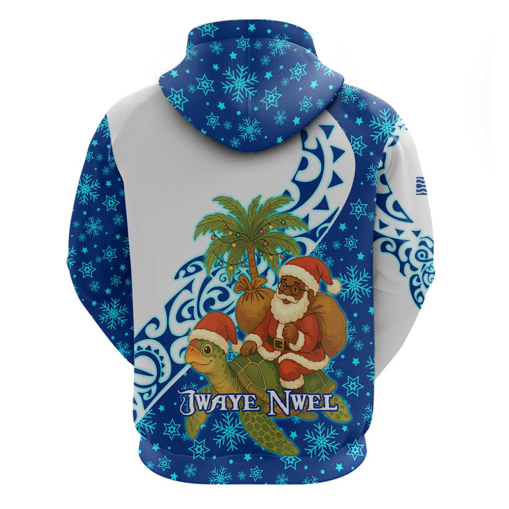 West Indies Christmas Hoodie with Santa Riding Turtle Palm Tree and Tribal Snowflake Design TS04