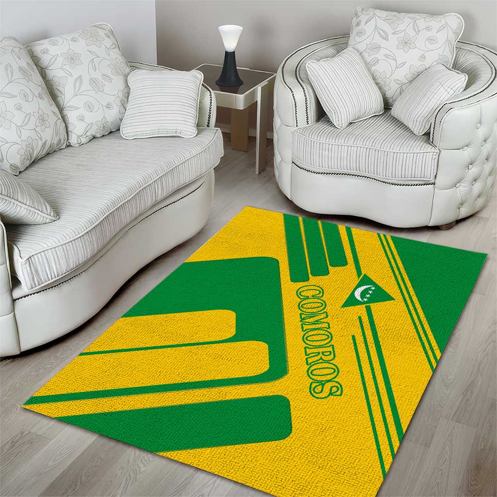 Comoros Flag Area Rug - Green and Yellow Design and National Emblem TS04