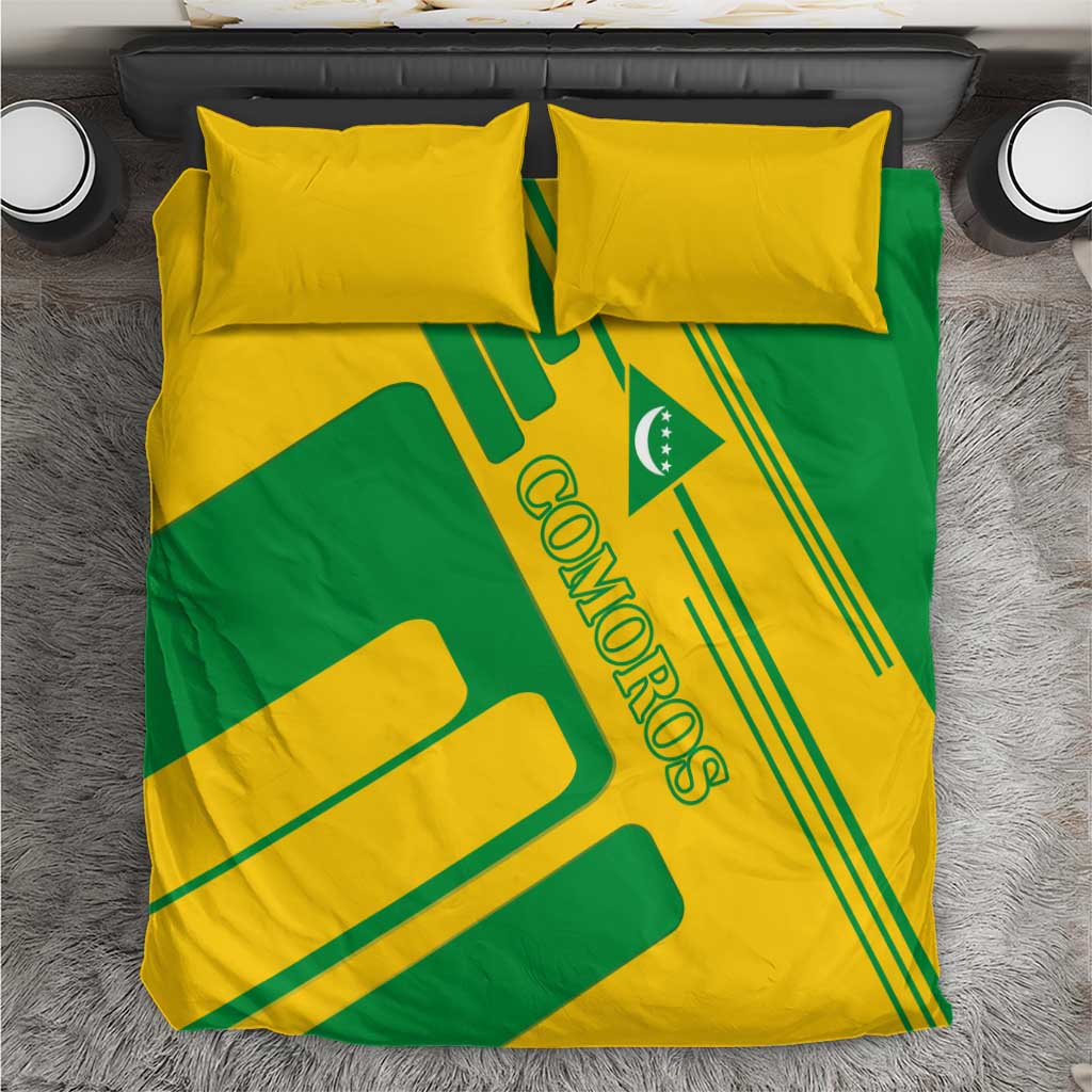 Comoros Flag Bedding Set - Green and Yellow Design and National Emblem TS04