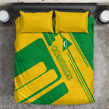 Comoros Flag Bedding Set - Green and Yellow Design and National Emblem TS04
