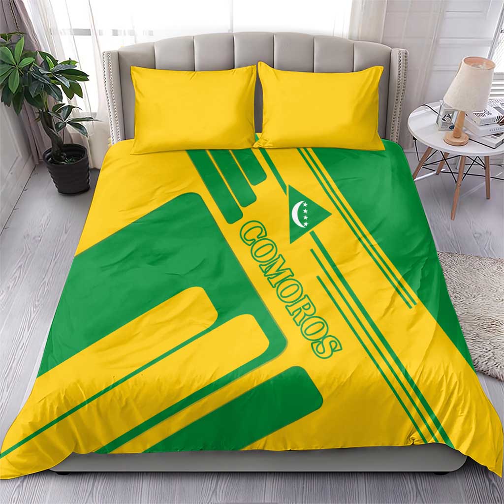 Comoros Flag Bedding Set - Green and Yellow Design and National Emblem TS04