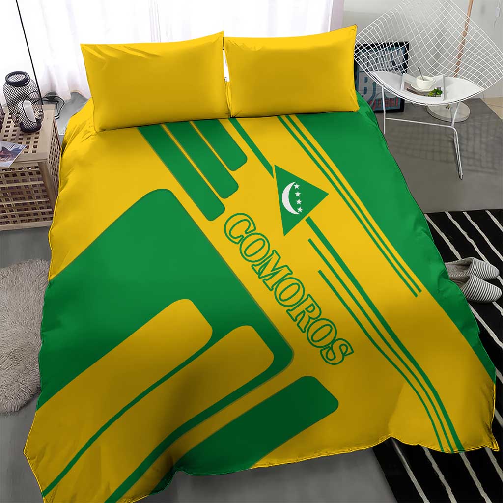 Comoros Flag Bedding Set - Green and Yellow Design and National Emblem TS04