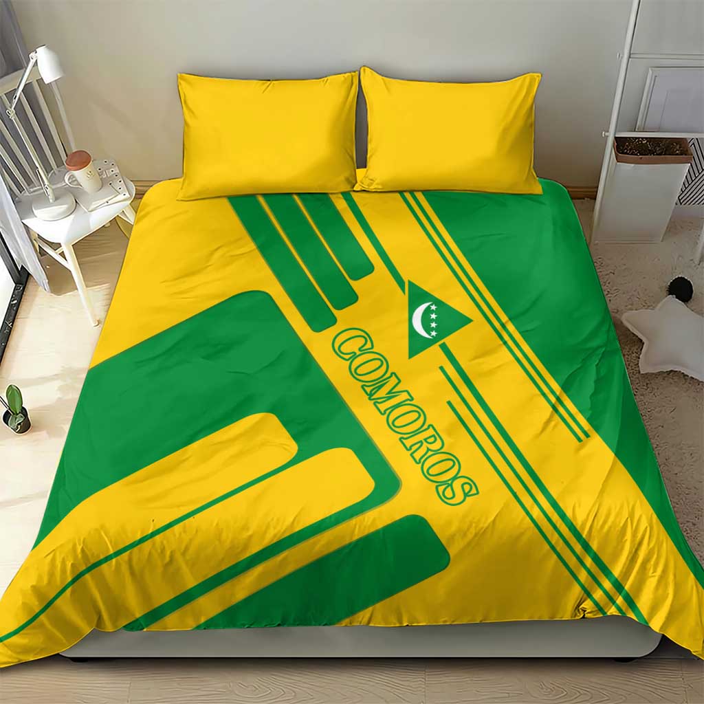 Comoros Flag Bedding Set - Green and Yellow Design and National Emblem TS04