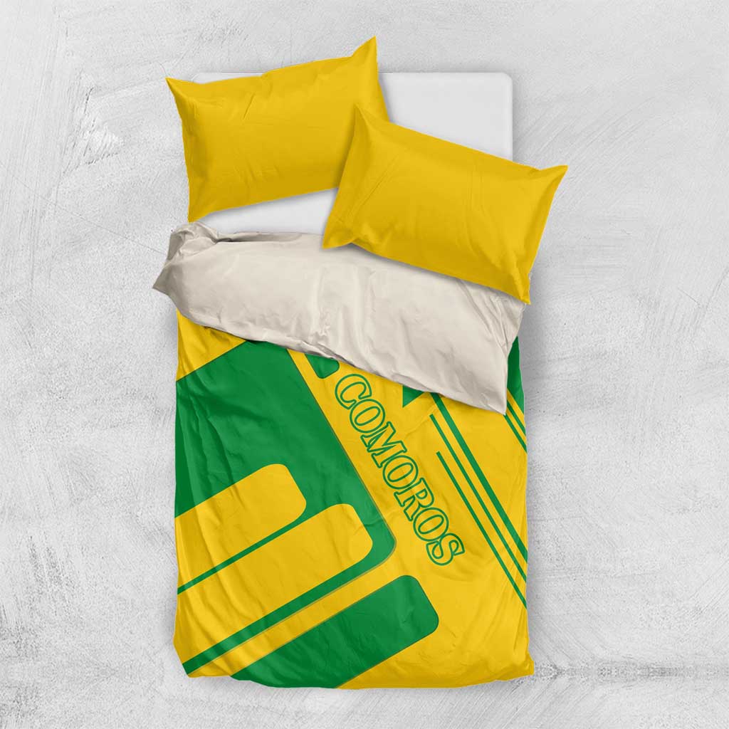 Comoros Flag Bedding Set - Green and Yellow Design and National Emblem TS04