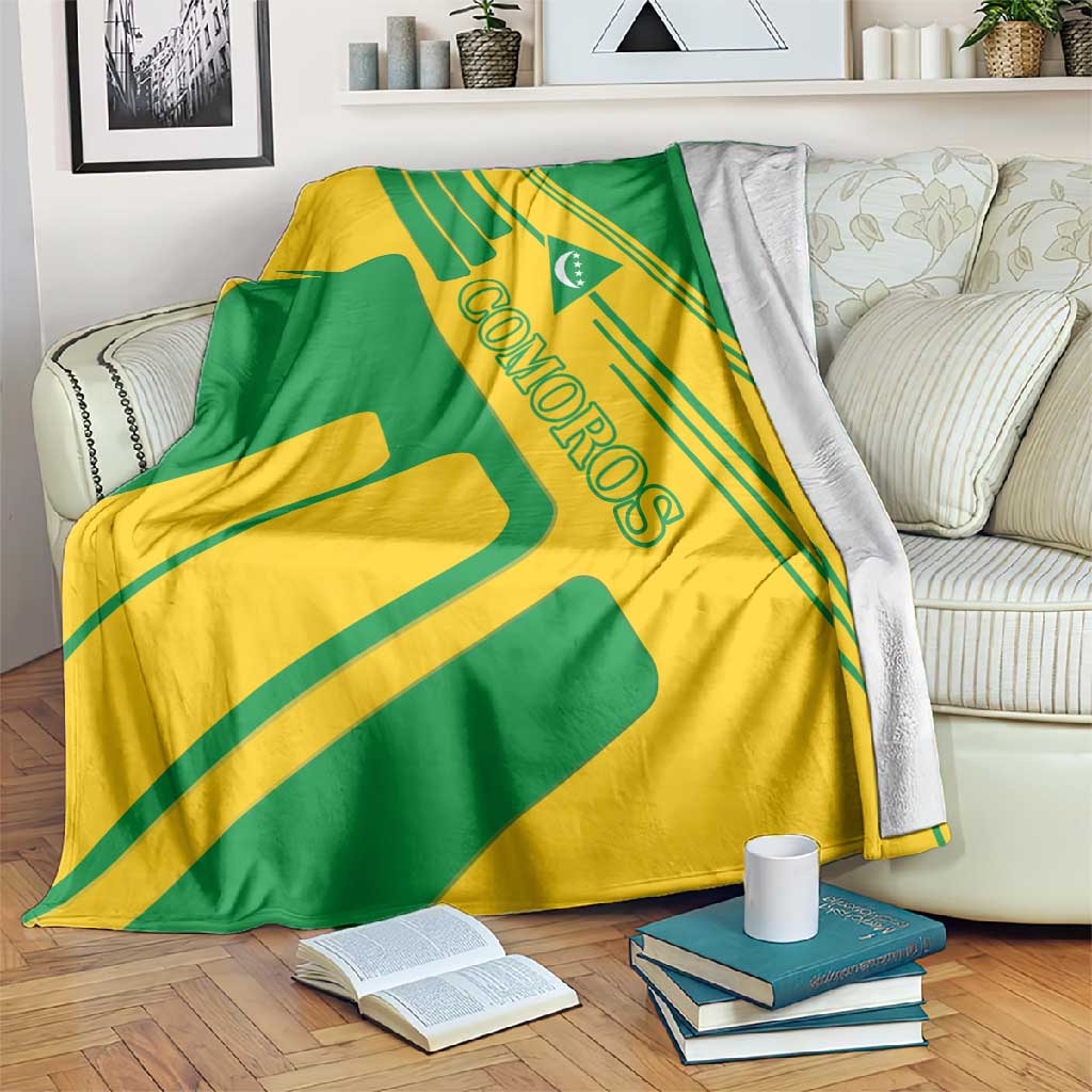Comoros Flag Blanket - Green and Yellow Design and National Emblem TS04