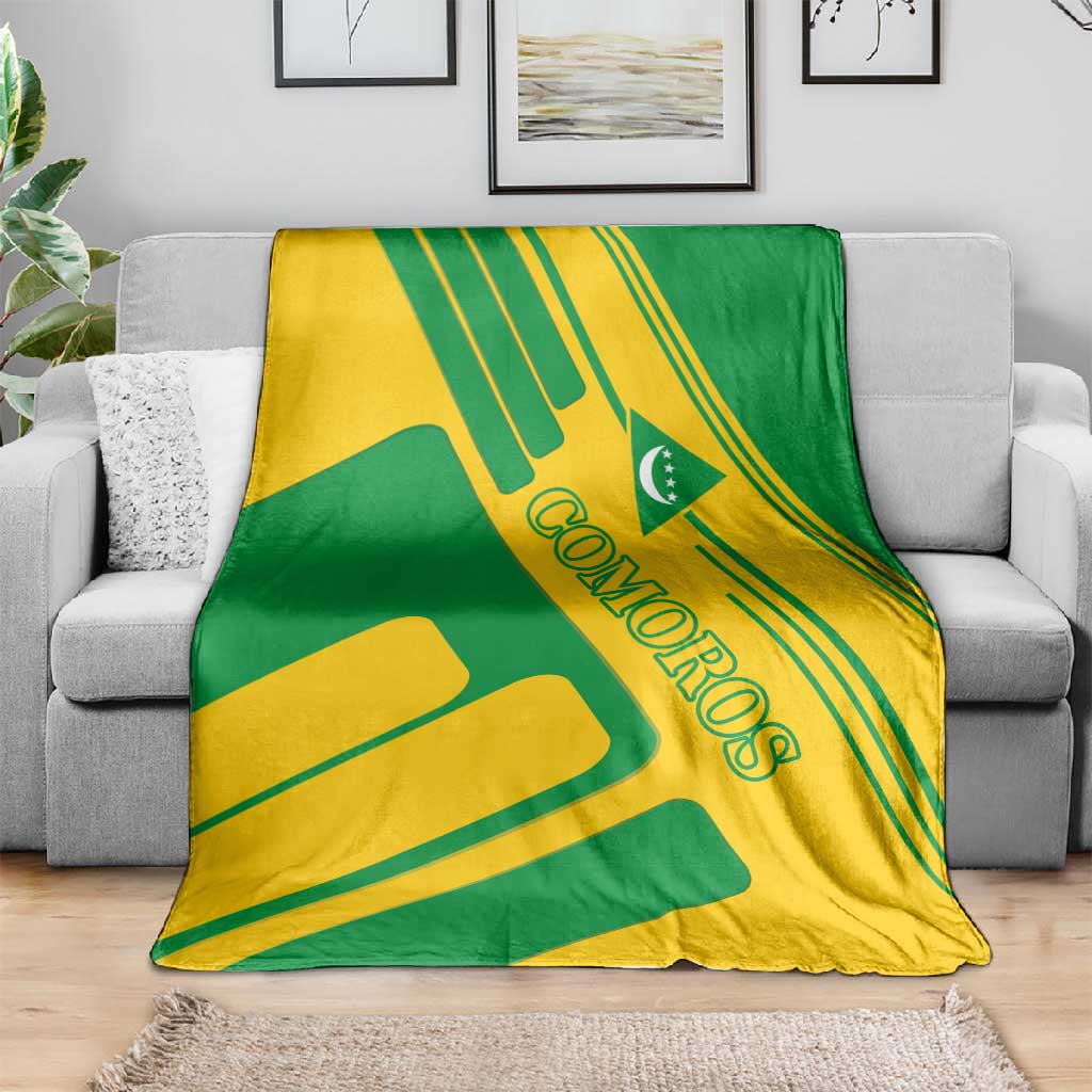 Comoros Flag Blanket - Green and Yellow Design and National Emblem TS04