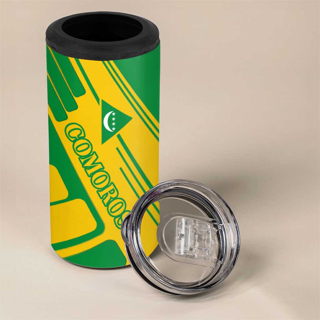 Comoros Flag 4 in 1 Can Cooler Tumbler - Green and Yellow Design and National Emblem TS04