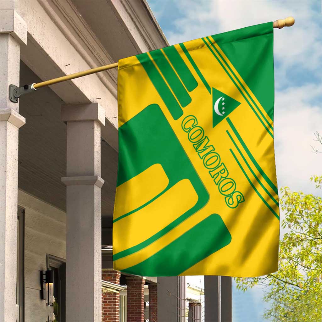 Comoros Flag Garden Flag - Green and Yellow Design and National Emblem TS04