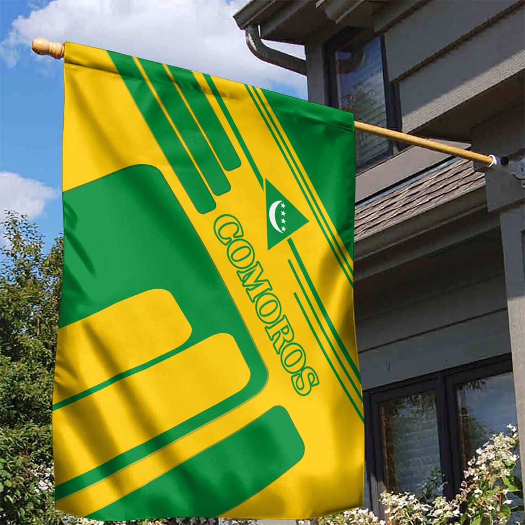 Comoros Flag Garden Flag - Green and Yellow Design and National Emblem TS04