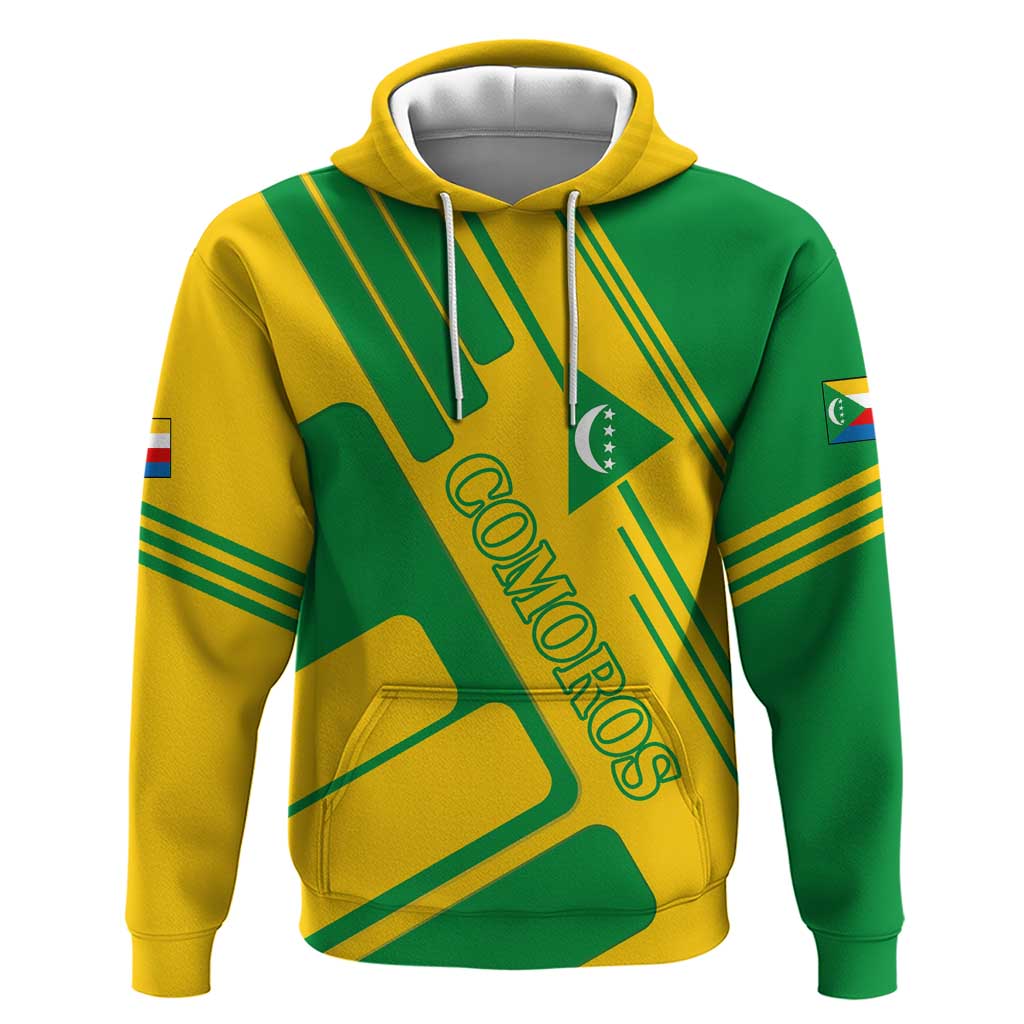 Comoros Flag Hoodie with Green and Yellow Design and National Emblem TS04