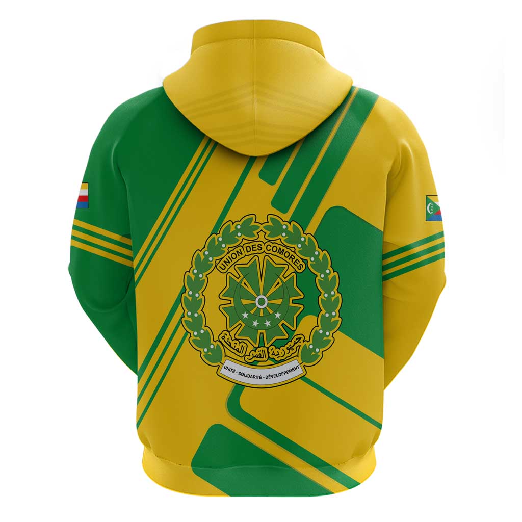 Comoros Flag Hoodie with Green and Yellow Design and National Emblem TS04