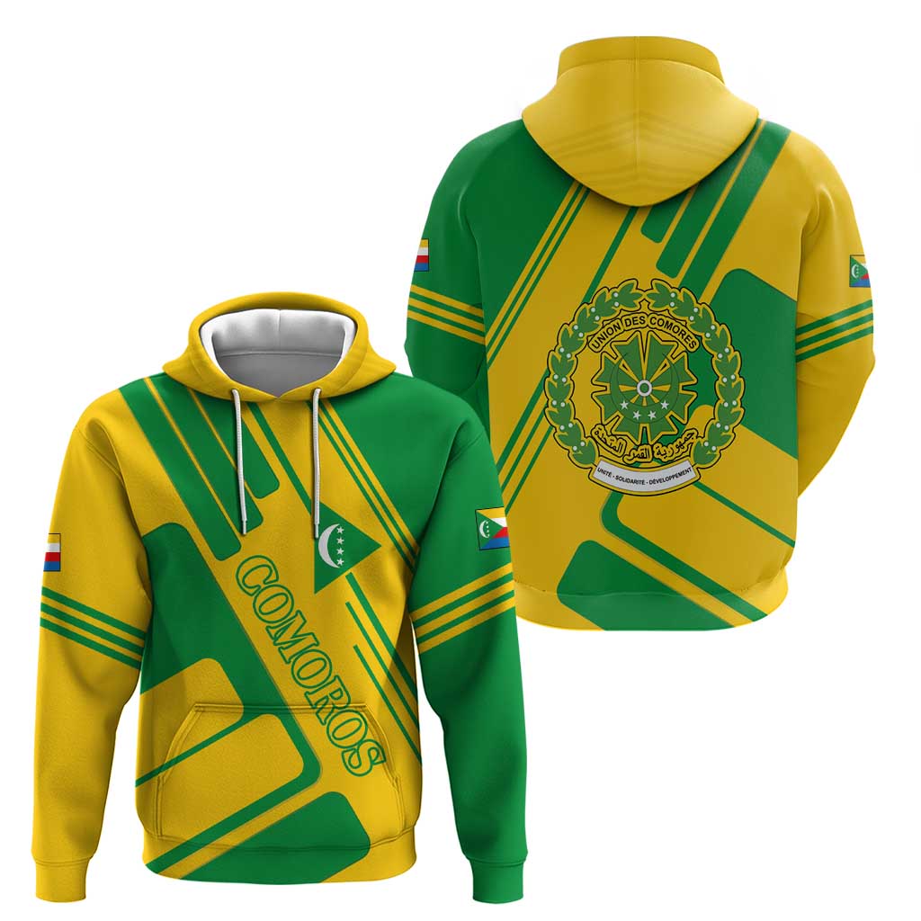 Comoros Flag Hoodie with Green and Yellow Design and National Emblem TS04