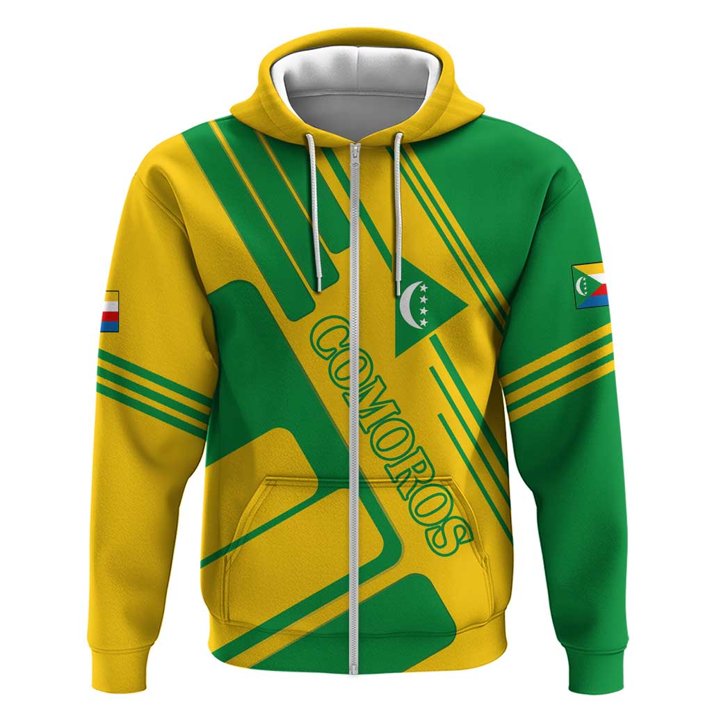 Comoros Flag Hoodie with Green and Yellow Design and National Emblem TS04