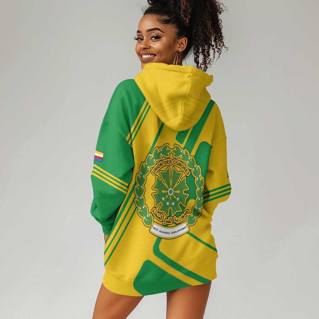 Comoros Flag Hoodie Dress - Green and Yellow Design and National Emblem TS04