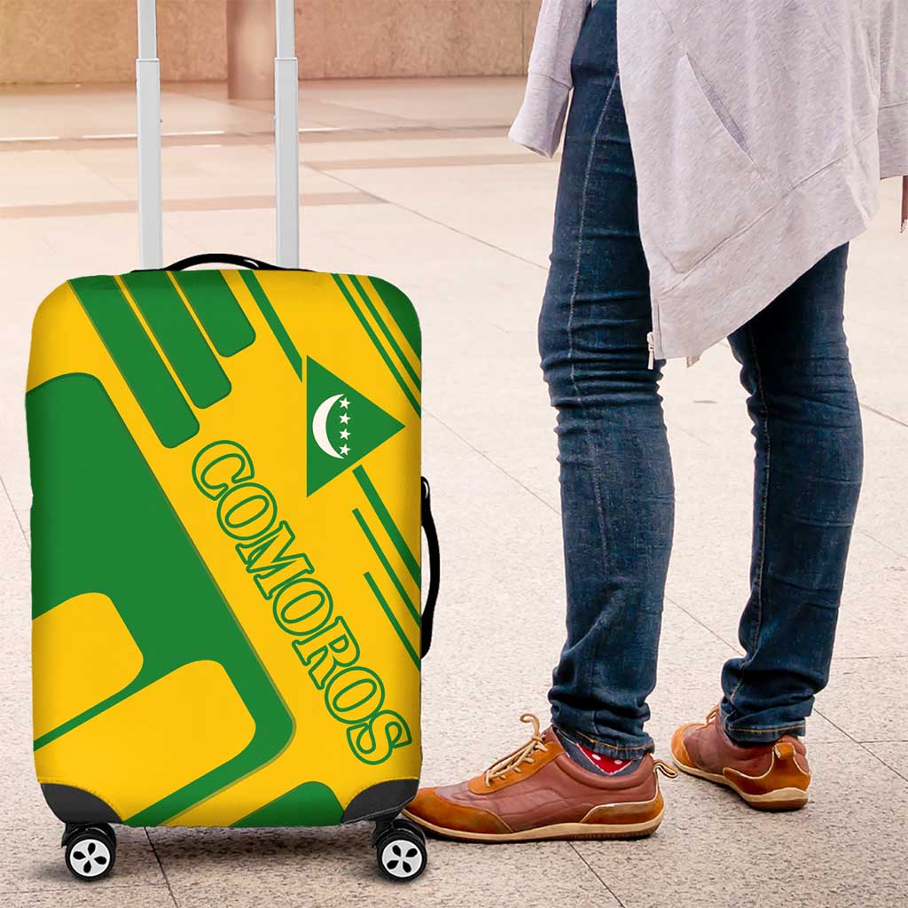 Comoros Flag Luggage Cover with Green and Yellow Design and National Emblem TS04
