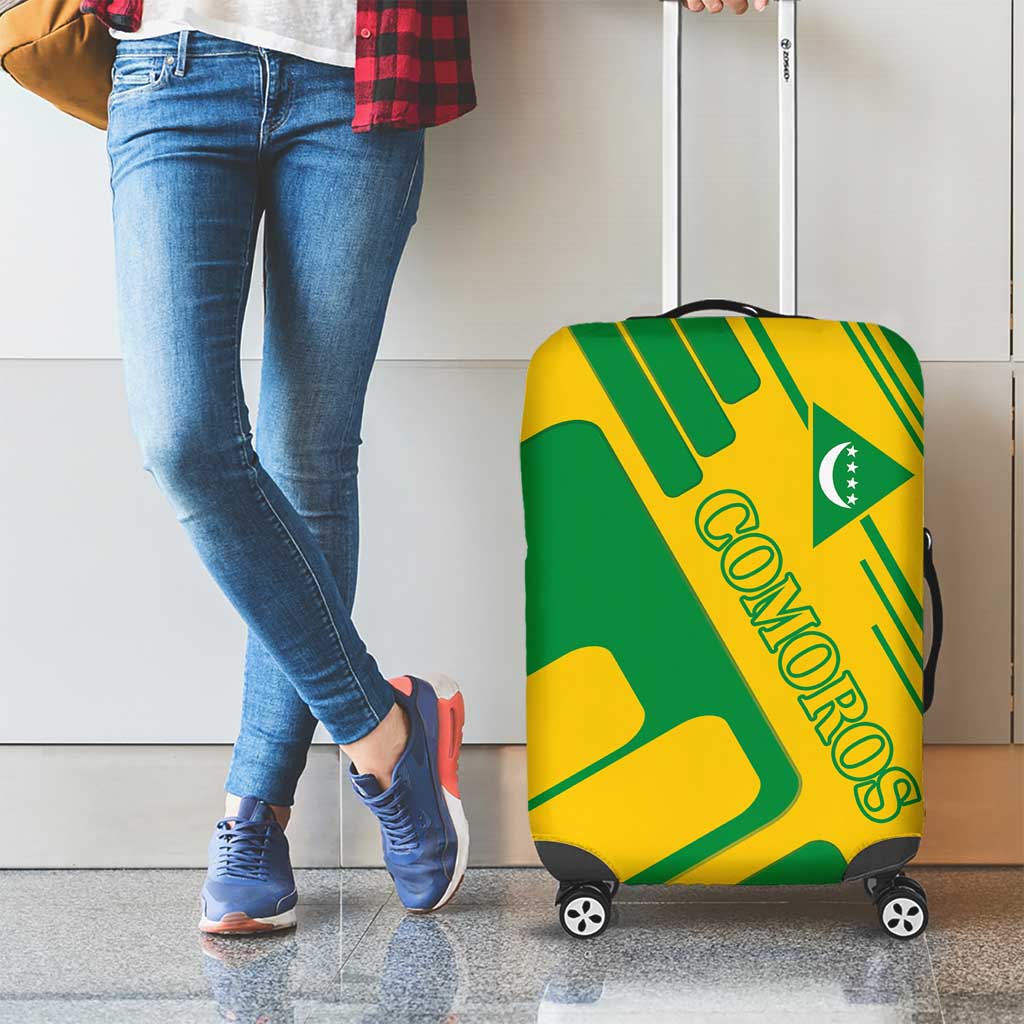 Comoros Flag Luggage Cover with Green and Yellow Design and National Emblem TS04