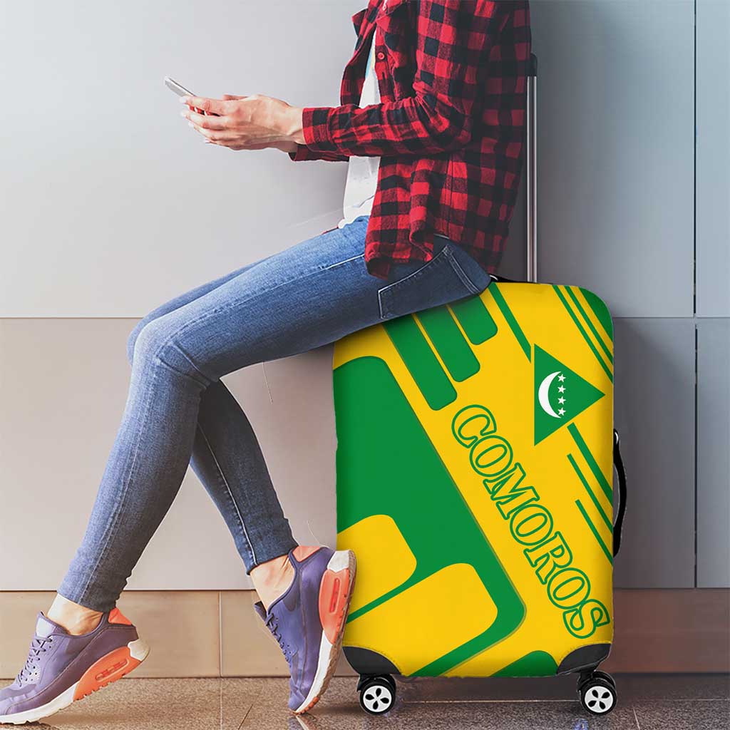Comoros Flag Luggage Cover with Green and Yellow Design and National Emblem TS04