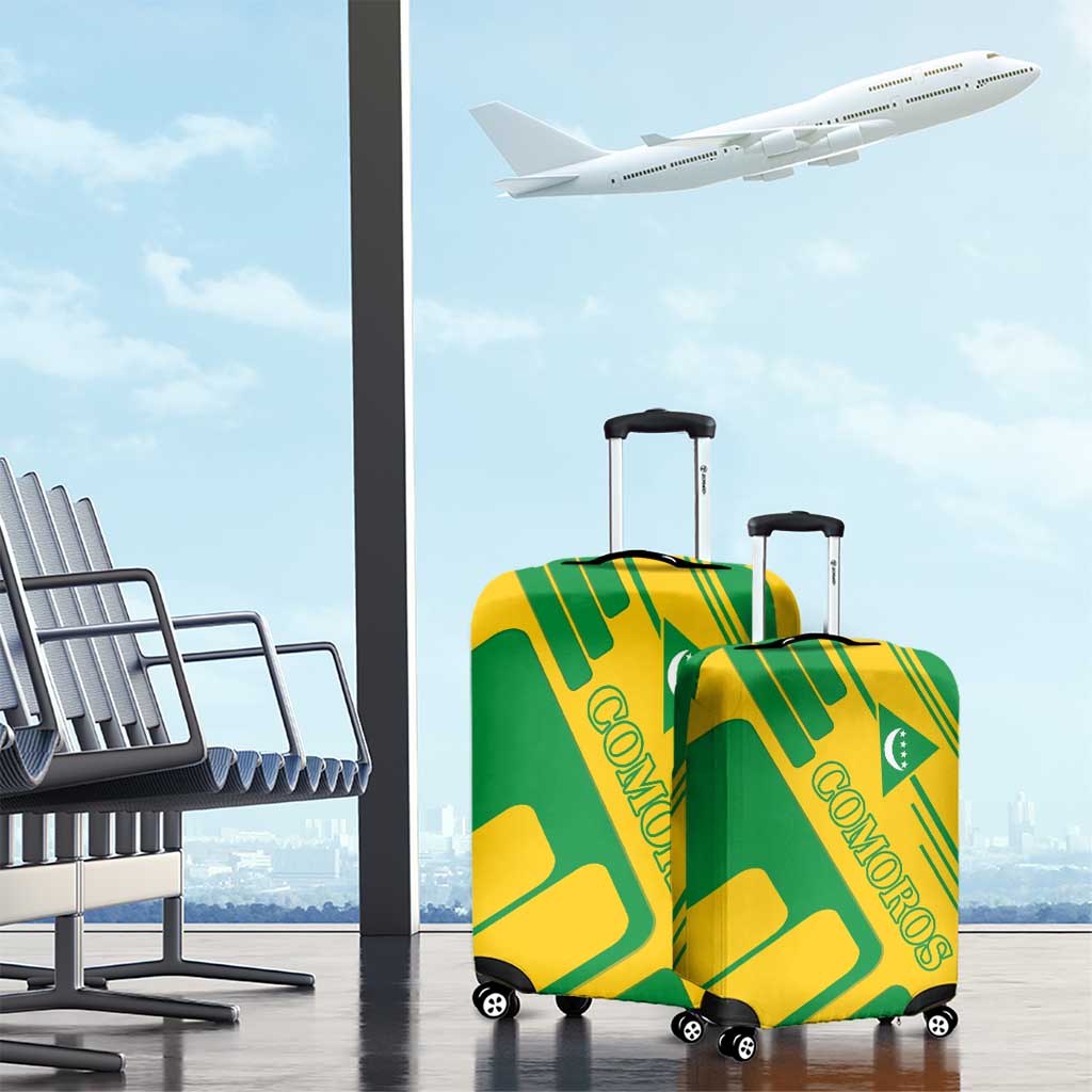 Comoros Flag Luggage Cover with Green and Yellow Design and National Emblem TS04