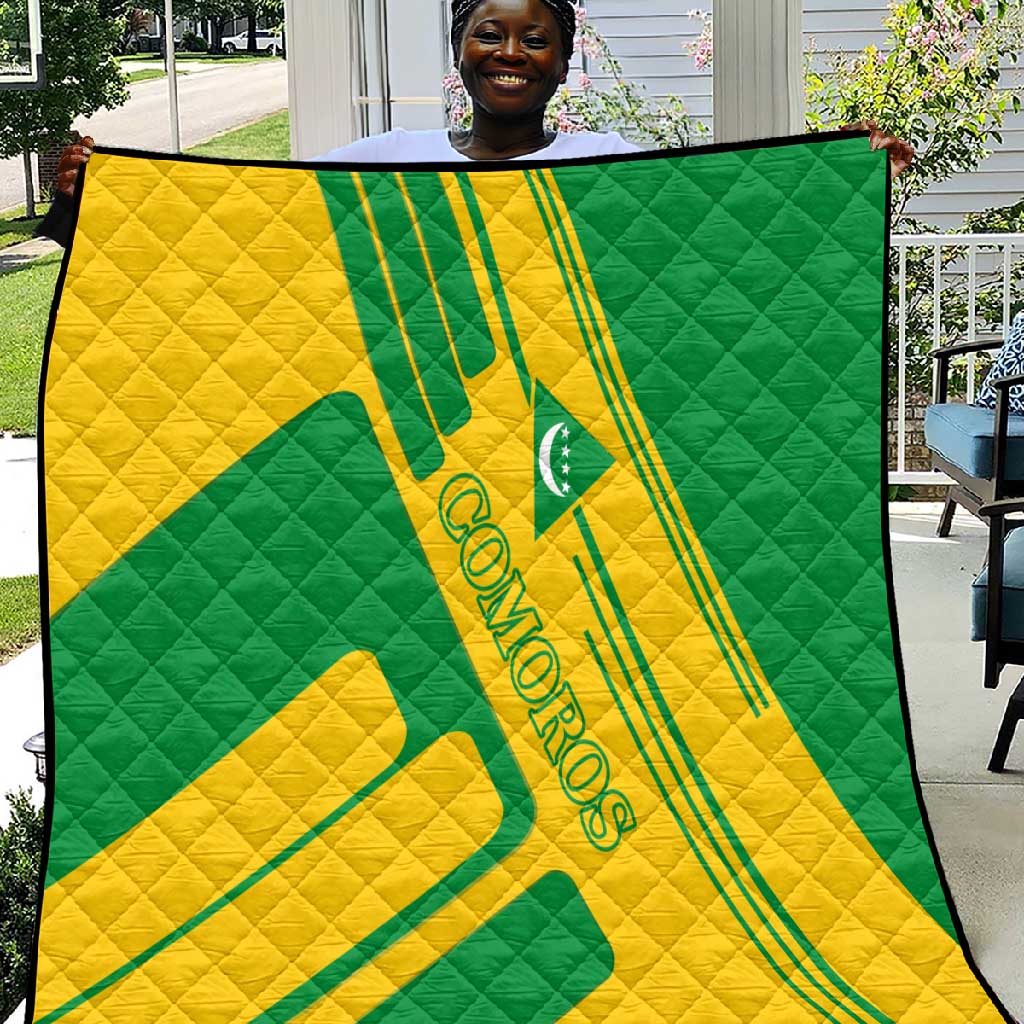 Comoros Flag Quilt - Green and Yellow Design and National Emblem TS04