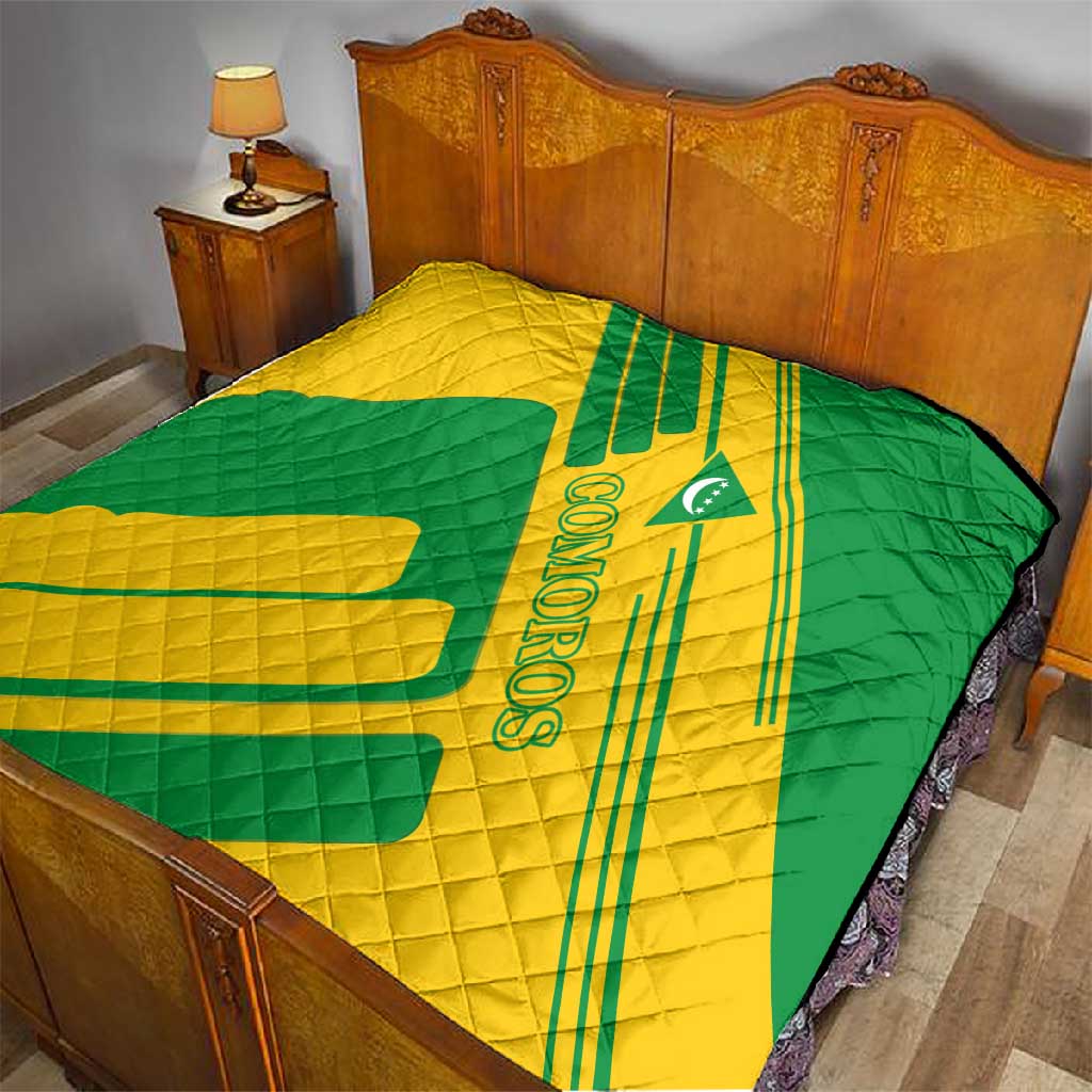 Comoros Flag Quilt - Green and Yellow Design and National Emblem TS04