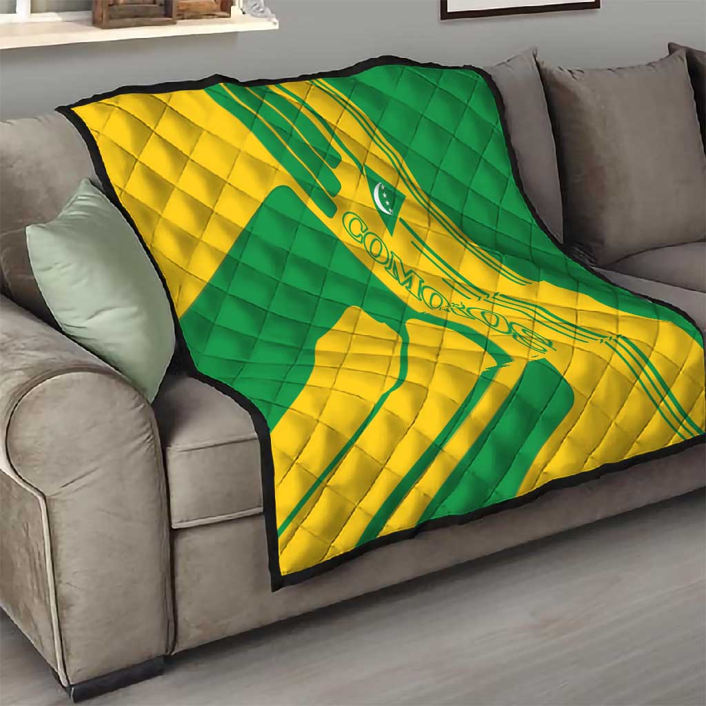 Comoros Flag Quilt - Green and Yellow Design and National Emblem TS04