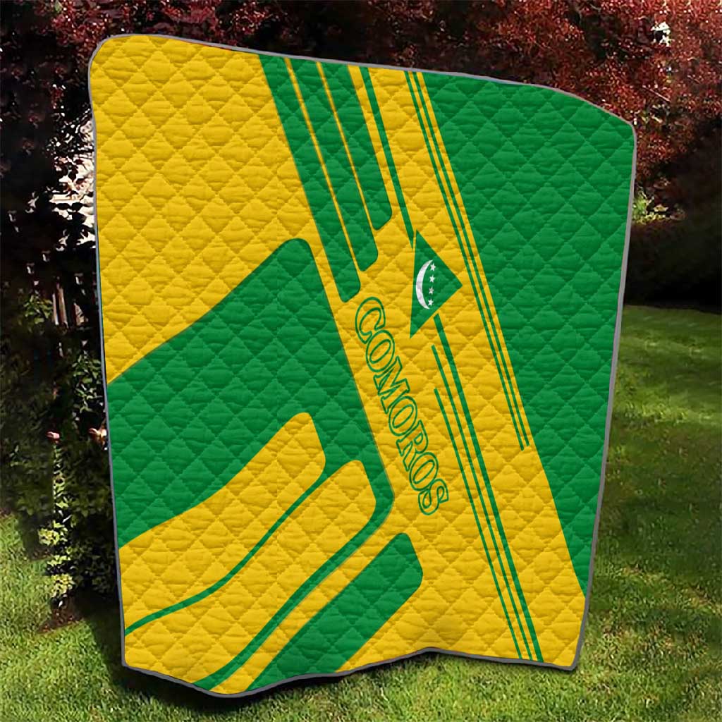 Comoros Flag Quilt - Green and Yellow Design and National Emblem TS04