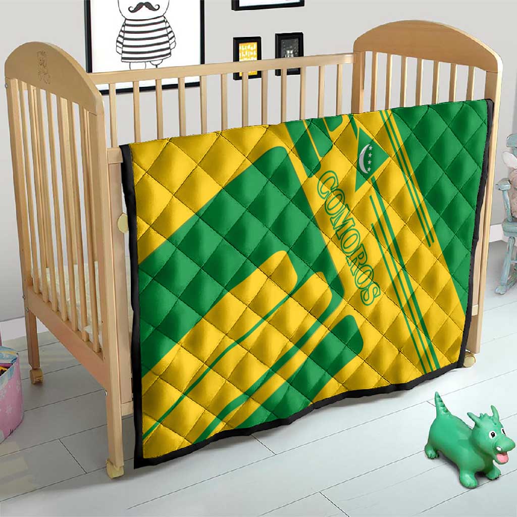 Comoros Flag Quilt - Green and Yellow Design and National Emblem TS04