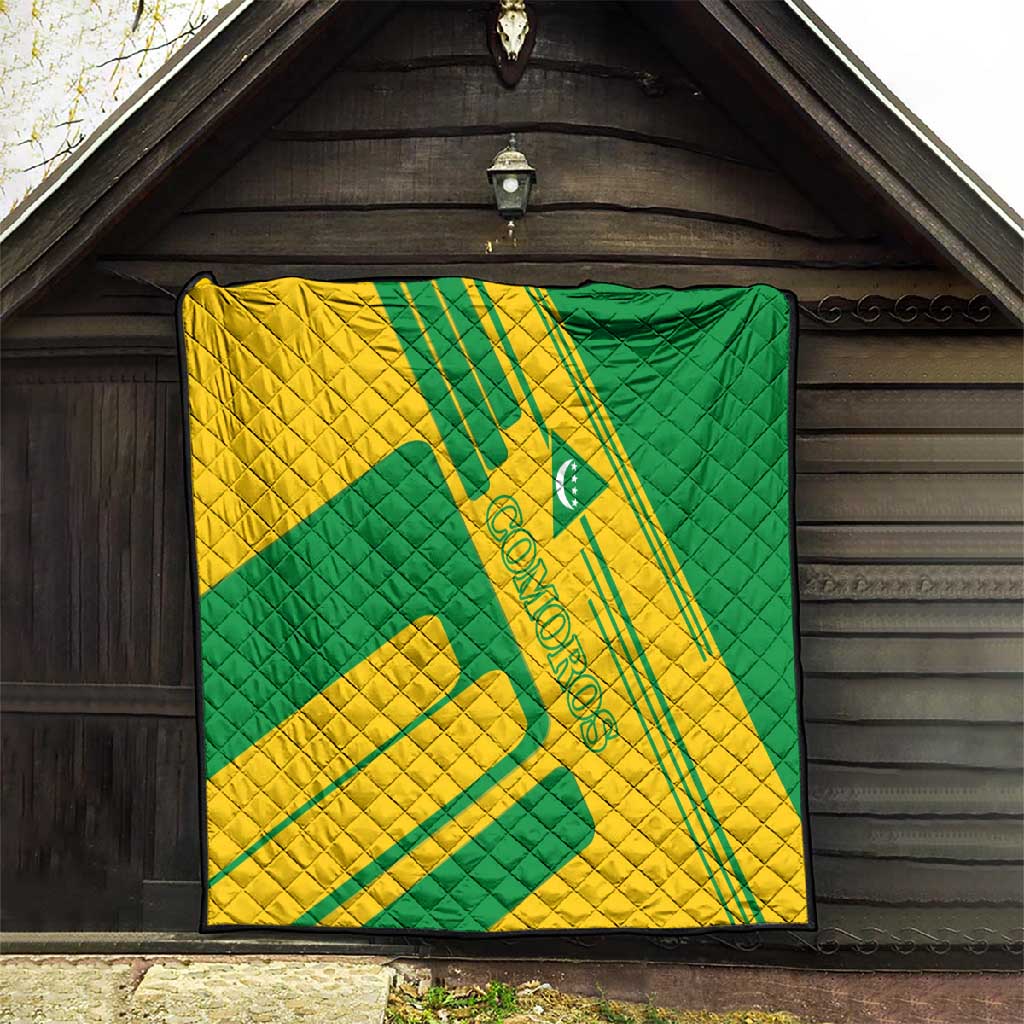 Comoros Flag Quilt - Green and Yellow Design and National Emblem TS04