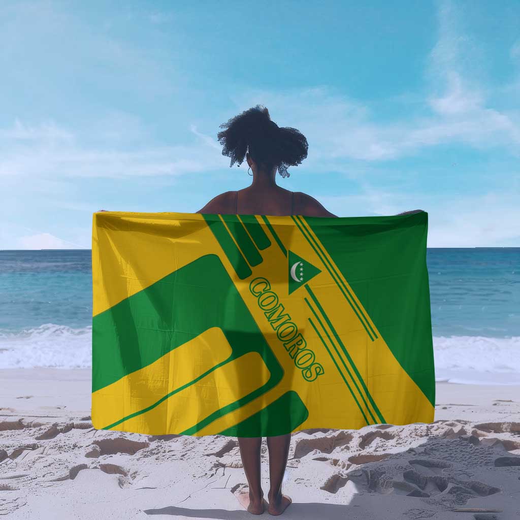 Comoros Flag Sarong - Green and Yellow Design and National Emblem TS04