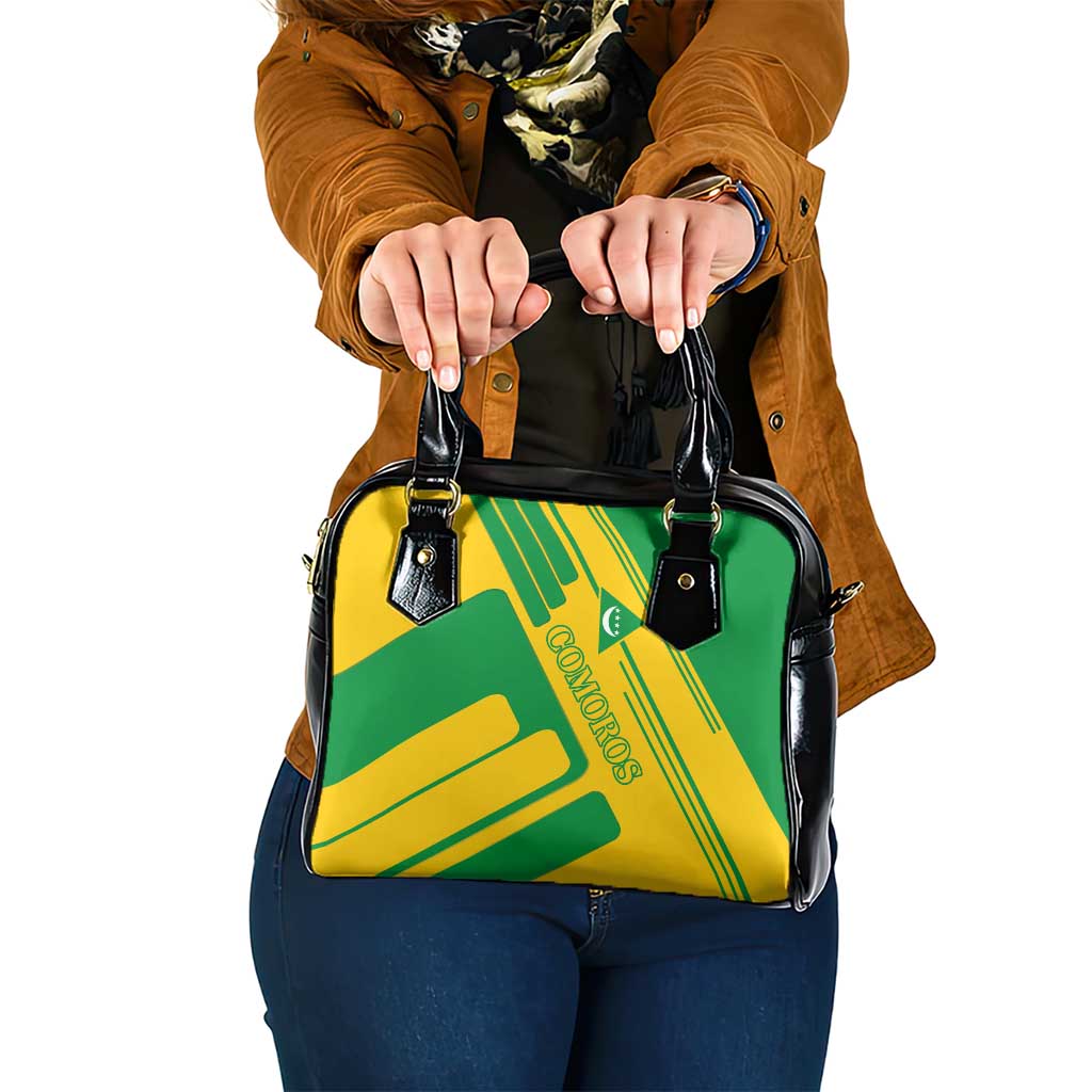Comoros Flag Shoulder Handbag with Green and Yellow Design and National Emblem TS04