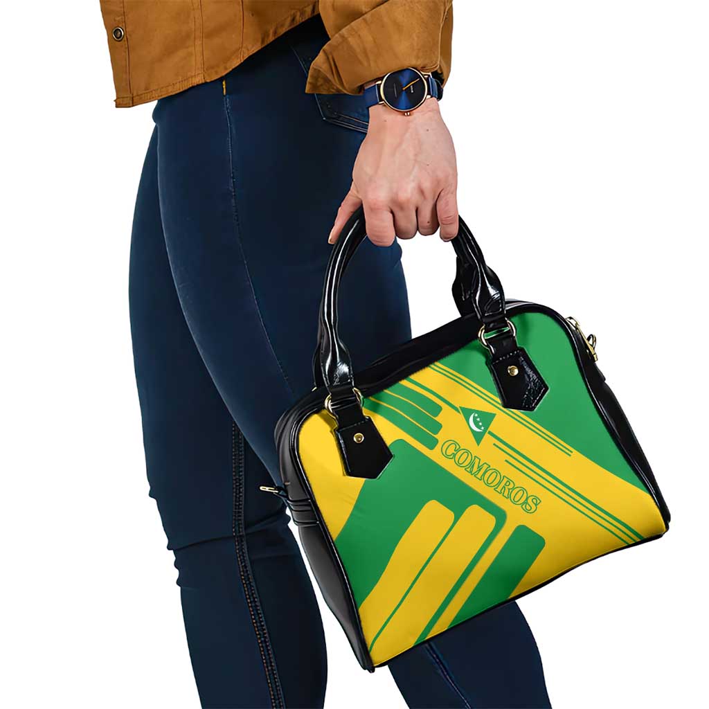 Comoros Flag Shoulder Handbag with Green and Yellow Design and National Emblem TS04