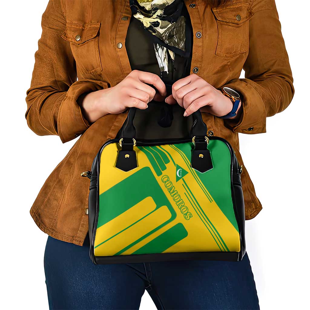 Comoros Flag Shoulder Handbag with Green and Yellow Design and National Emblem TS04
