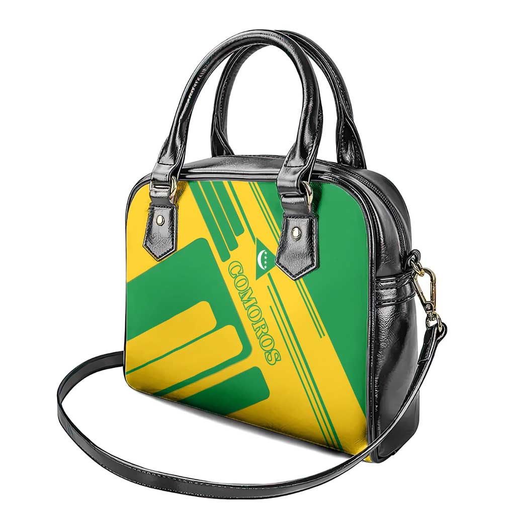 Comoros Flag Shoulder Handbag with Green and Yellow Design and National Emblem TS04